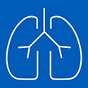 Blue box with white outline of lungs