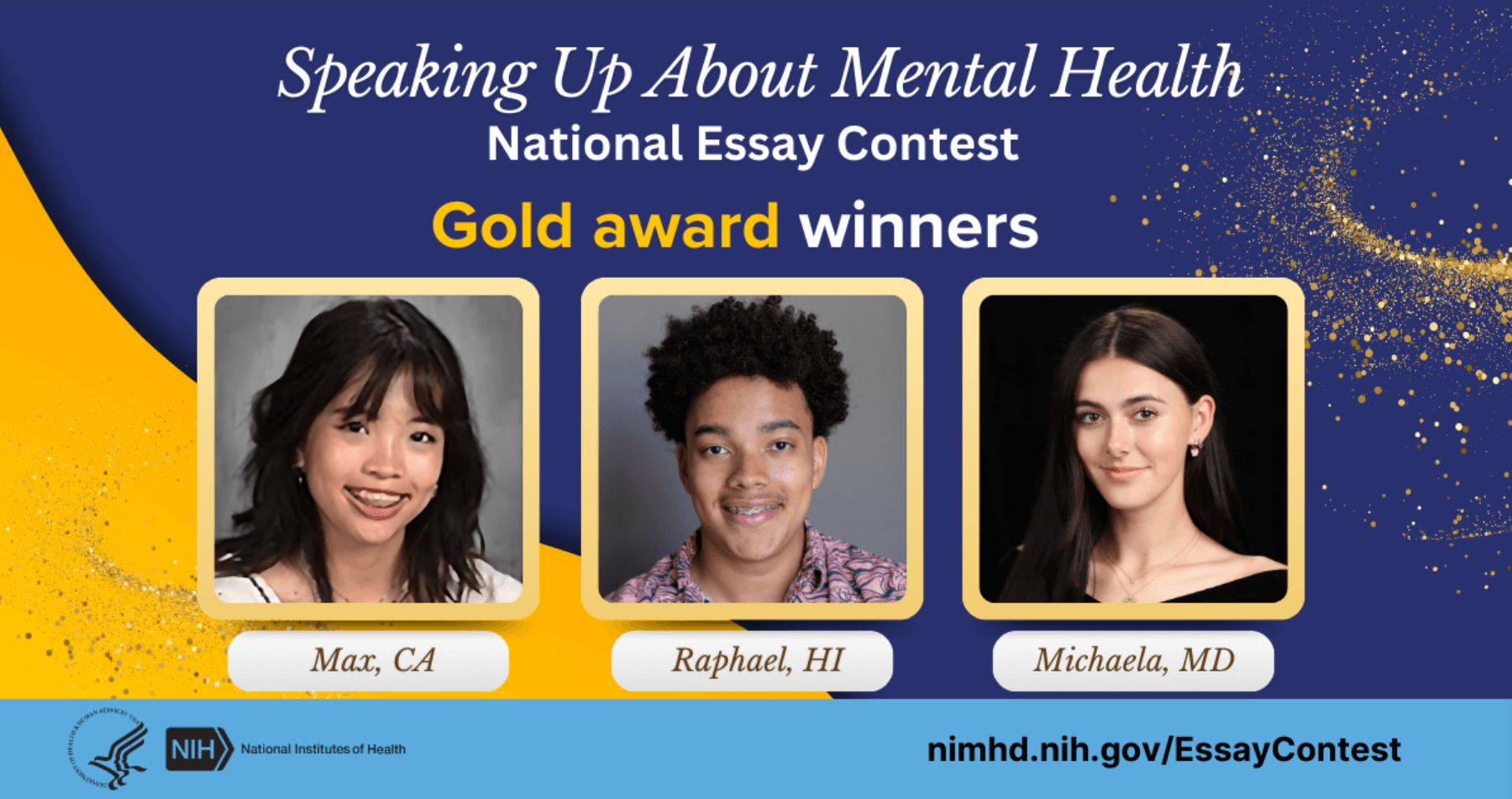 2024 NIH Mental Health Essay Contest Awardees: Photos of the 3 gold level winners