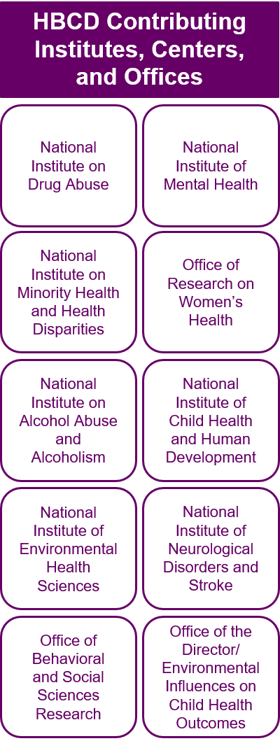 Ten NIH institutes, centers, and offices are contributing to the HBCD study.