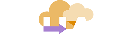 Custom “ScHARe” text with bidirectional purple and white arrows across the “H” and yellow/orange cloud sitting behind and above the text.