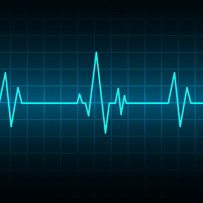 Graphic containing light green heart waves
