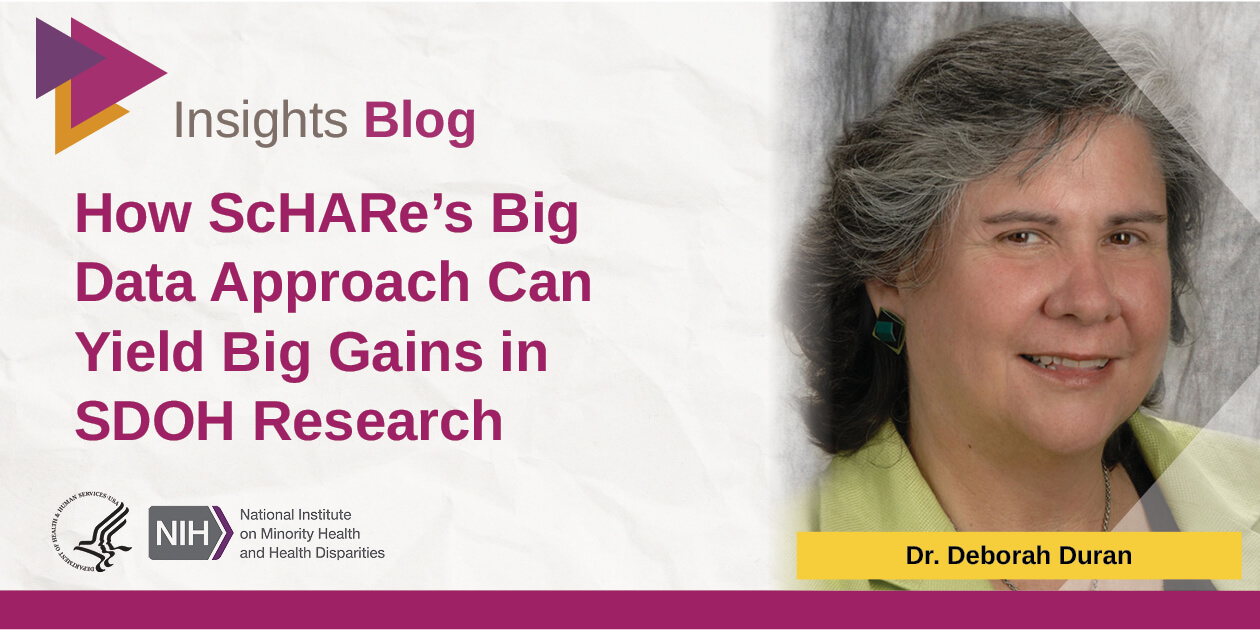 NIMHD Insights Blog: Get in the Cloud: How ScHARe's Big Data Approach Can Yield Big Gains in SDOH Research by Dr. Deborah Duran